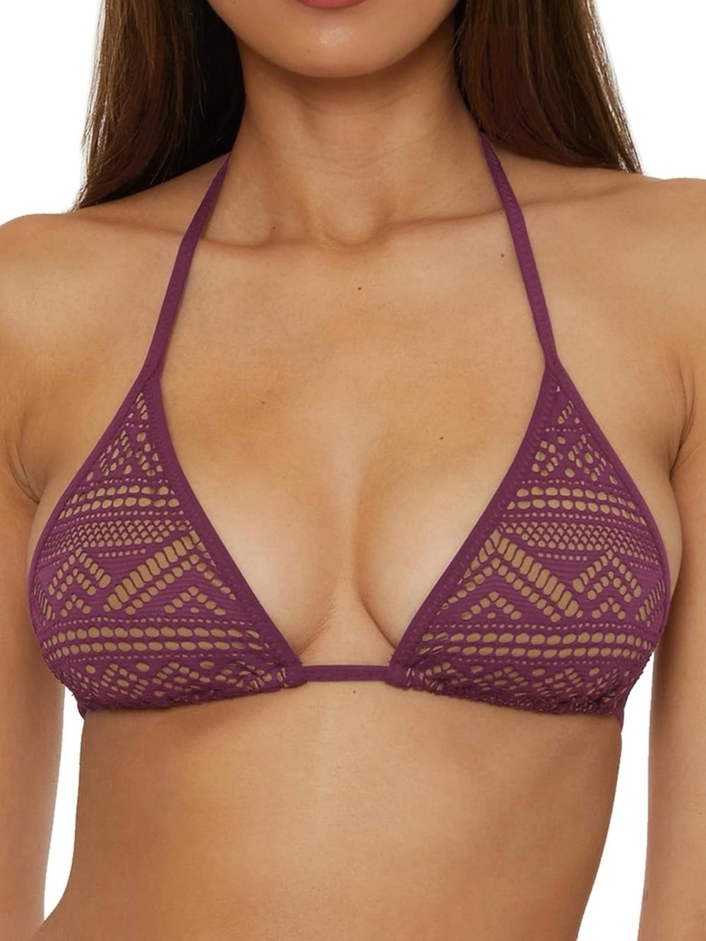 BECCA Purple Crochet Triangle Bikini Top